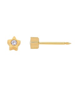 Inverness 24k gold plated 2mm, stars with stones piercing earrings 24C