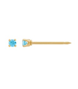 Inverness medical gold plated 2mm, Blue Topaz piercing earrings 1063C