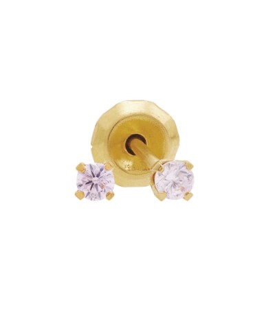 Inverness medical gold plated 2mm, pink stone piercing earrings 1064C
