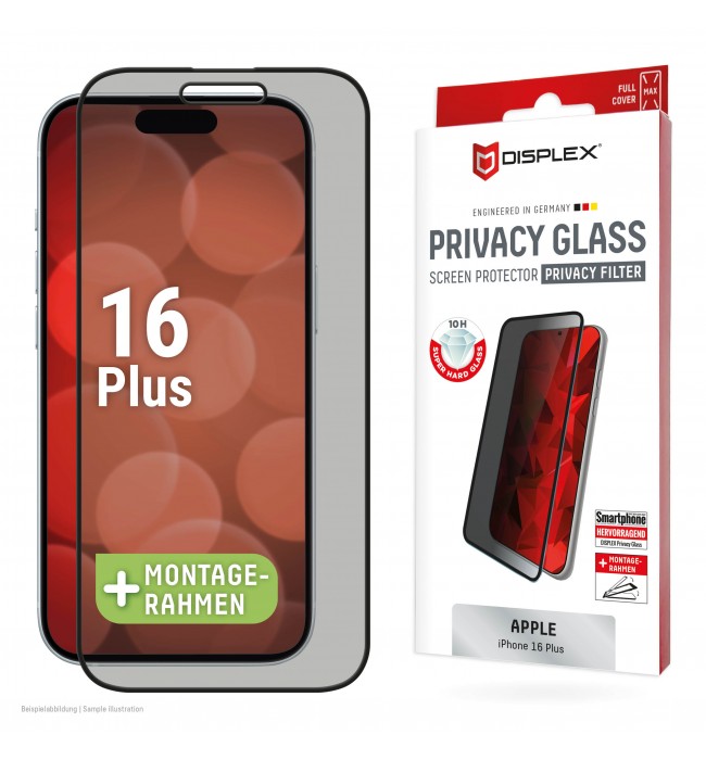 Displex Privacy Glass for iPhone 16 Plus - Black