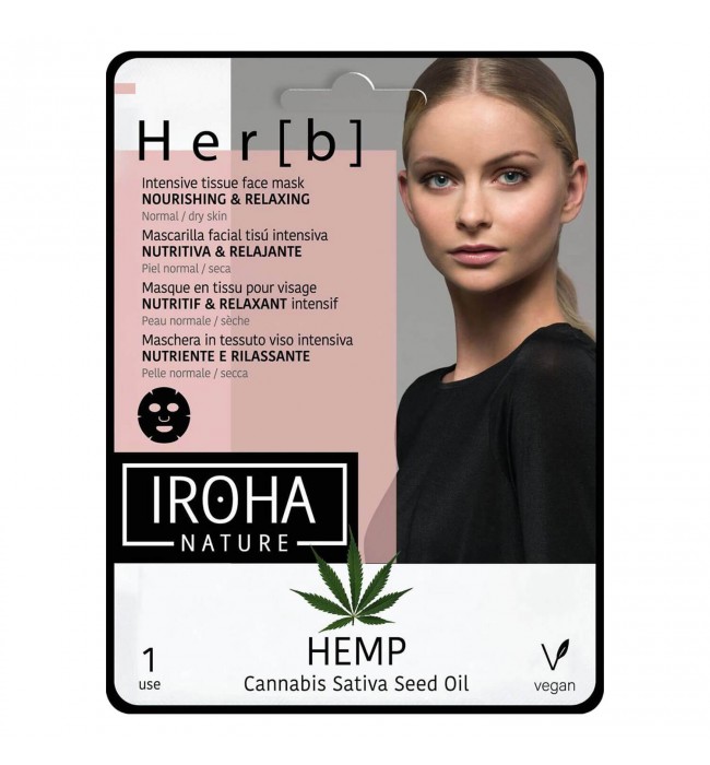 IROHA Cannabis Facial Tissue Mask, Подхранваща & Освежаваща
