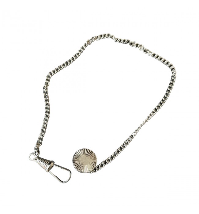 Iron nickel-plated button-hole pocket watch chain 23 cm, 2.9 mm