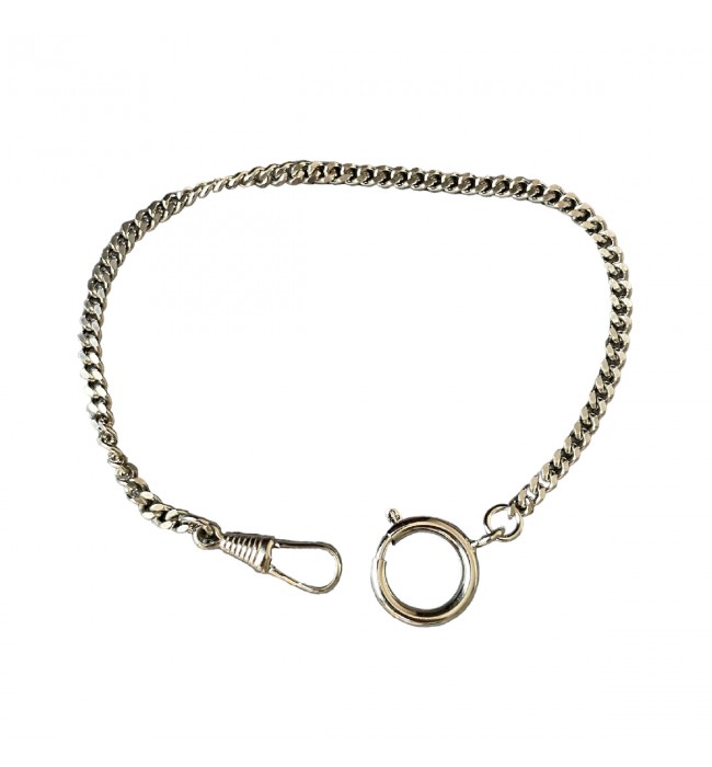 Iron nickel-plated curb pocket watch chain 25 cm, 4.1 mm