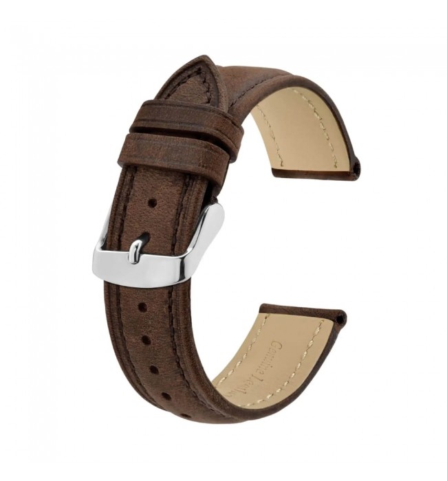 Leather brown watch strap 20 mm