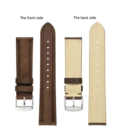 Leather brown watch strap 20 mm