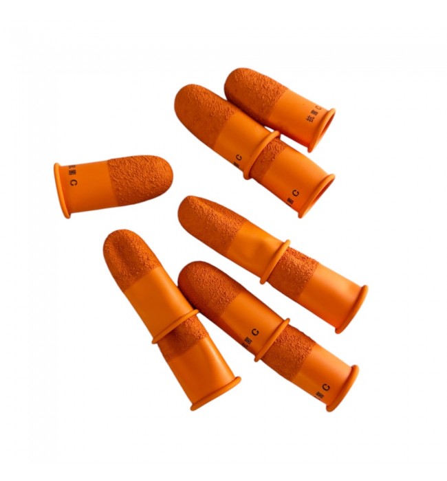 Leather, rubber finger cots size A, large, antibacterial, 0.52 mm, 10 pcs in box
