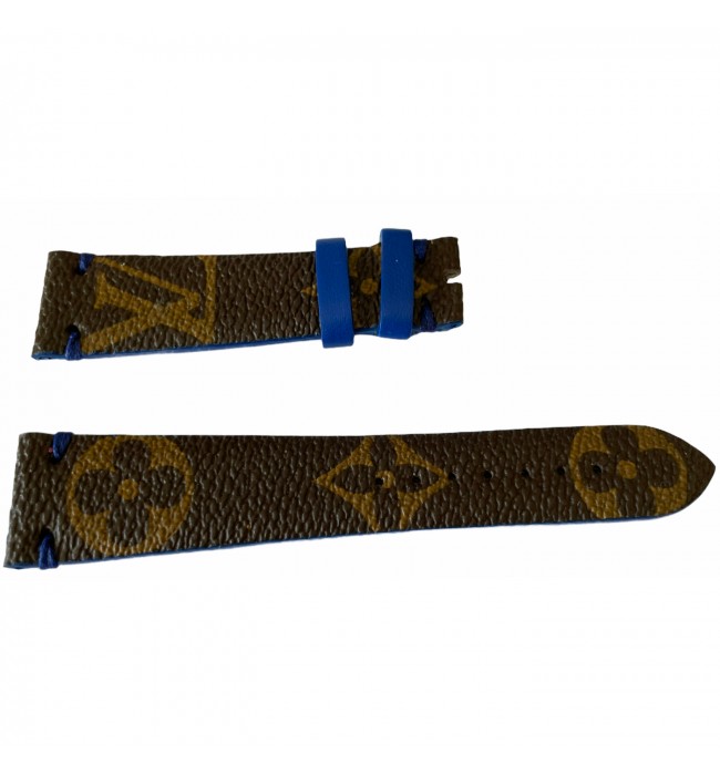 Louis Vuitton monogram leather strap for watches brown & blue 20mm