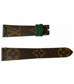 Louis Vuitton monogram leather strap for watches brown & green 20mm