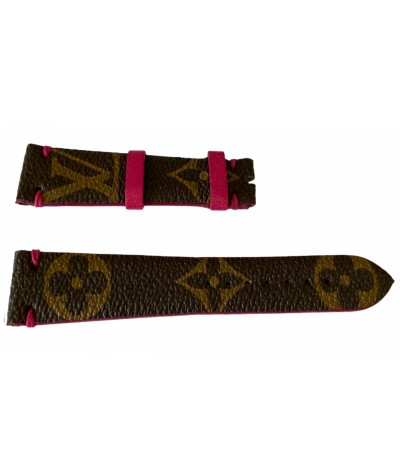Louis Vuitton monogram leather strap for watches brown & pink 20mm