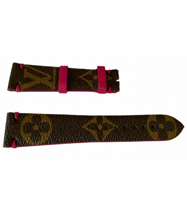 Louis Vuitton monogram leather strap for watches brown & pink 20mm