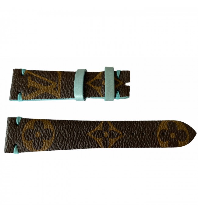 Louis Vuitton monogram leather strap for watches brown & tiffany 20mm