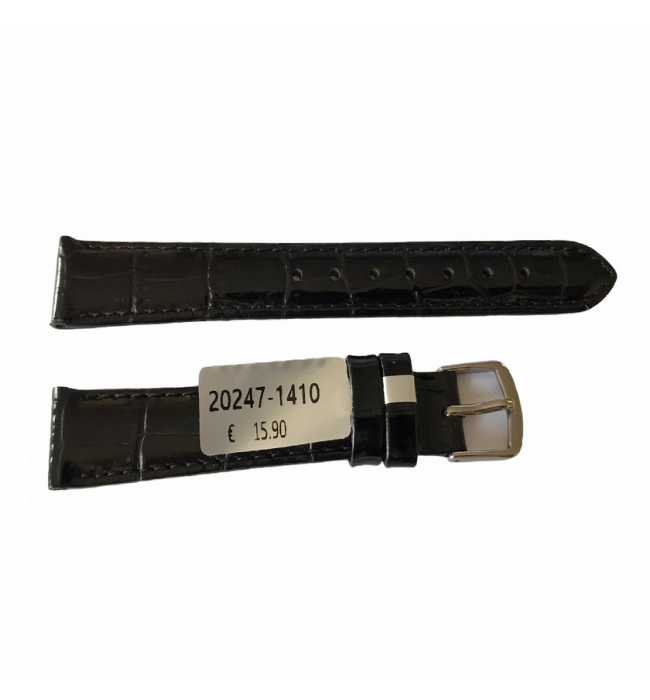 Louisiana Croco Black Leather Strap For Ladies Watches 14mm