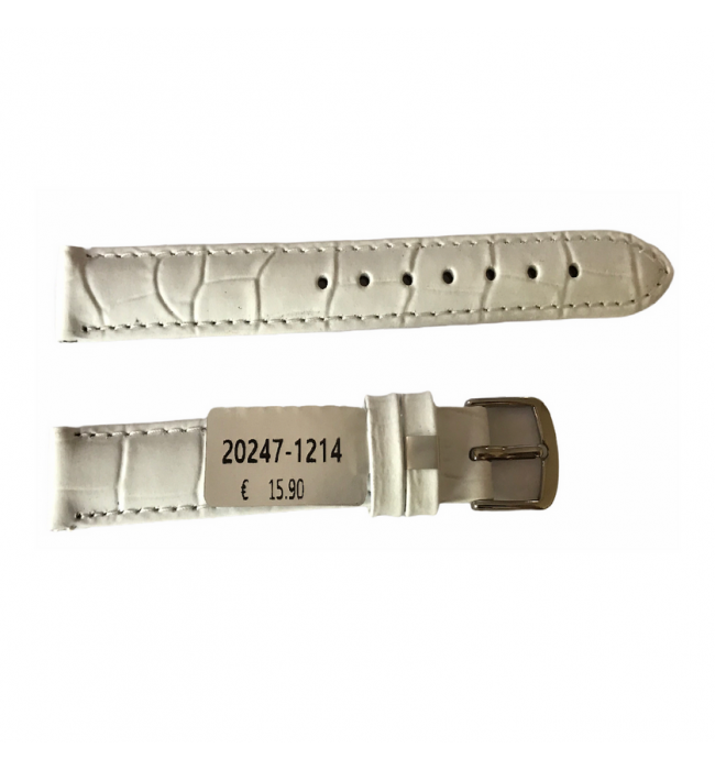 Louisiana Croco White Leather Strap For Ladies Watches 12mm