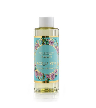 Max Benjamin Amalfi Acqua Viva Diffuser Refill, Aqua, 4.5 x 4.5 x 24 cm
