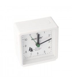 Maxitime Black Forest quartz alarm clock with light and snooze button, housing white, white dial
