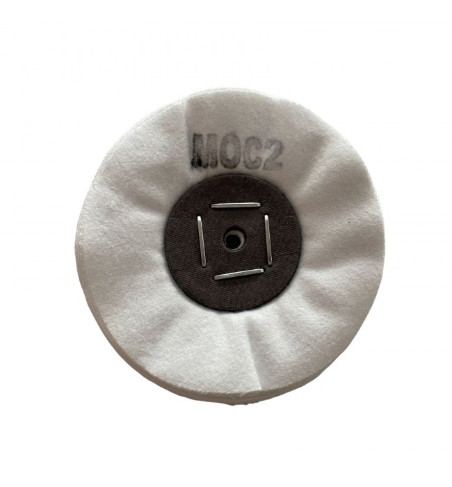 Merard Polishing wheel for finishing N° MOC2, white flannel, with seam Ø 100 mm, 20 folds