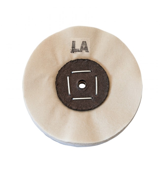 Merard Polishing wheel for pre-polishing N° LA, with seam natural coloured cotton, Ø100 mm, 32 folds