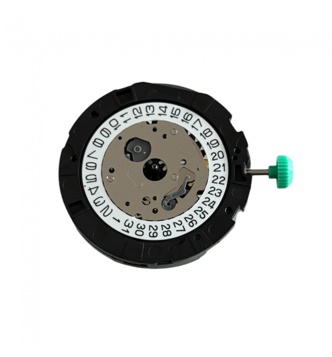 Miyota 0S20 13 1/2 quartz chronograph movement with date at the 4 o'clock position