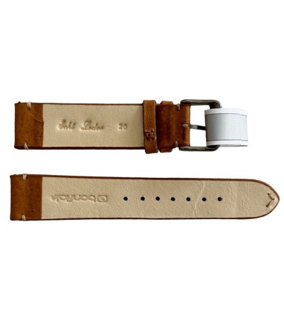Mokka beige leather strap with stitch 20 mm