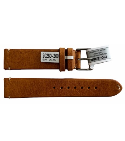 Mokka beige leather strap with stitch 20 mm