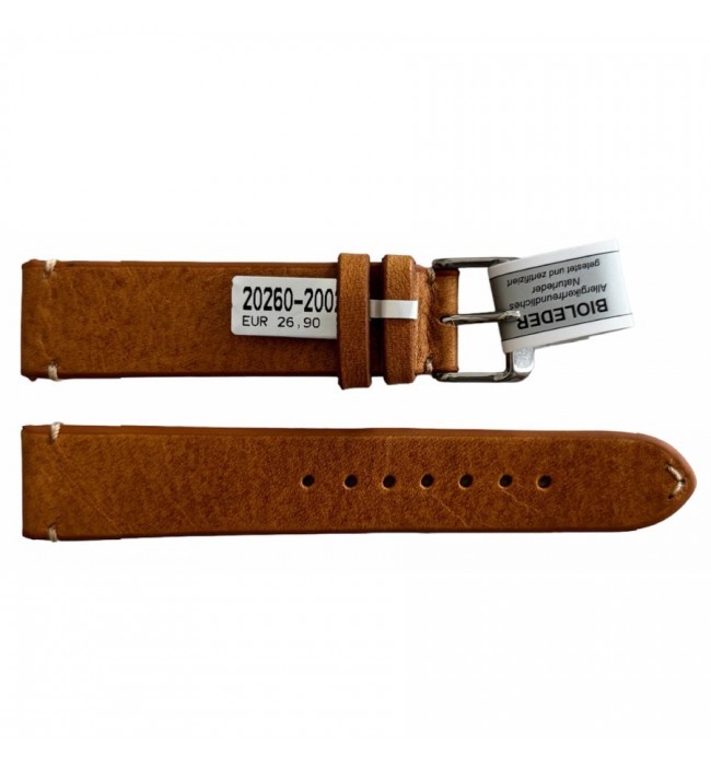 Mokka beige leather strap with stitch 20 mm