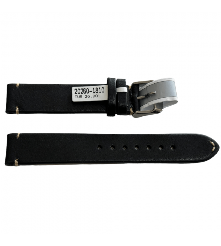 Mokka black leather strap with stit ...