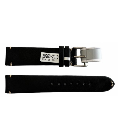Mokka black leather strap with stit ...