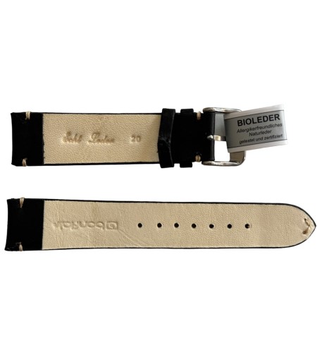 Mokka black leather strap with stit ...