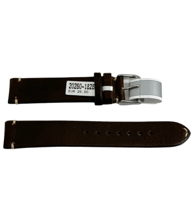 Mokka dark brown strap with stitch 18 mm
