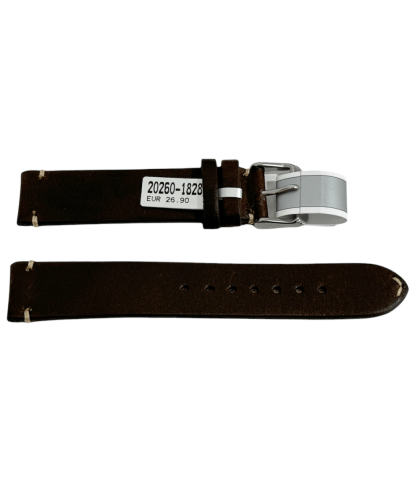 Mokka dark brown strap with stitch 18 mm