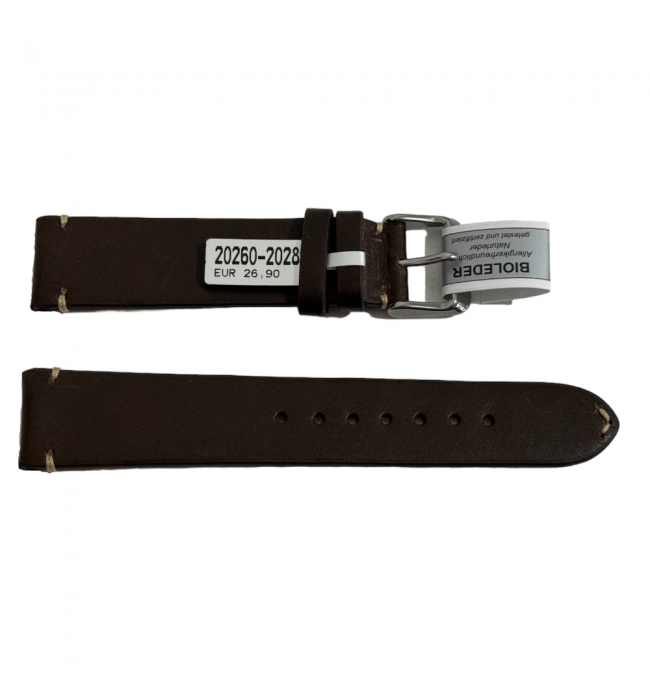 Mokka dark brown strap with stitch 20 mm