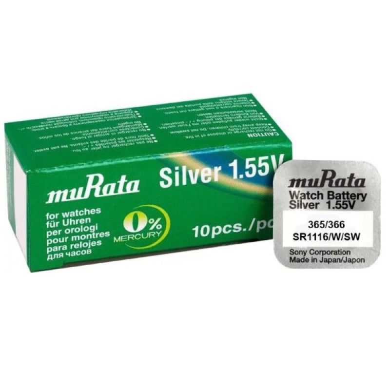 Батерии Murata 365/366 за кварцови часовници с сребърни оксиди 1.55V Батерии Murata 365/366 за кварцови часовници с сребърни оксиди 1.55V