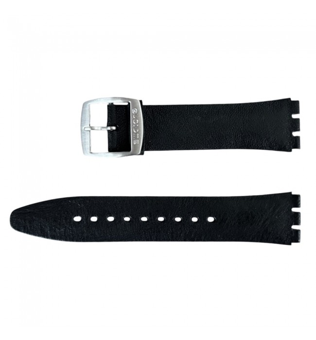 New black leather Swatch strap ASS07S100, ASS07S100C, 20mm