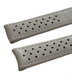 New Heuer grey leather strap 22mm for vintage watches