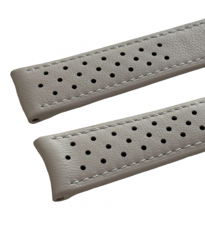New Heuer grey leather strap 22mm for vintage watches