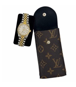New Louis Vuitton watch brown leather pouch