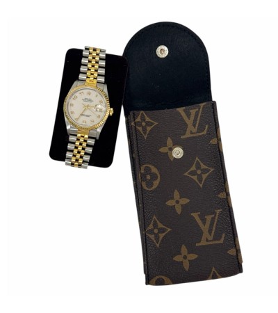 New Louis Vuitton watch brown leather pouch