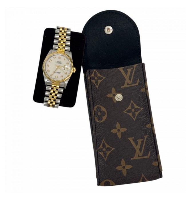 New Louis Vuitton watch brown leather pouch