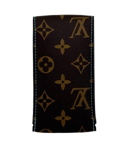 New Louis Vuitton watch brown leather pouch with blue stitching