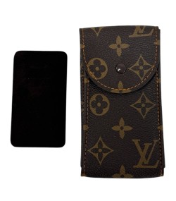 New Louis Vuitton watch brown leather pouch with orange stitching