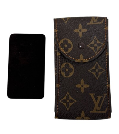 New Louis Vuitton watch brown leather pouch with orange stitching