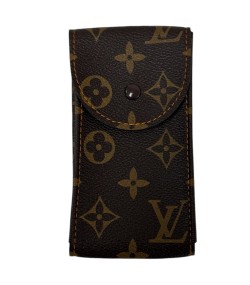 New Louis Vuitton watch brown leather pouch with orange stitching