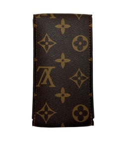 New Louis Vuitton watch brown leather pouch with orange stitching