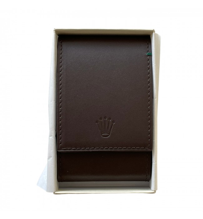 New Rolex leather pouch travel box in brown for 1 watch