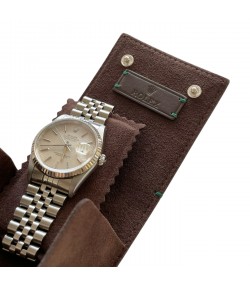 New Rolex leather pouch travel box in brown for 1 watch
