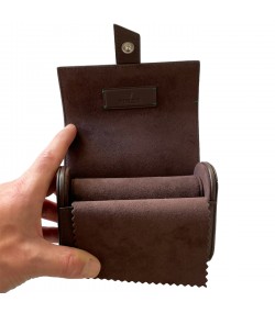 New Rolex leather pouch travel box in brown for 2 watches
