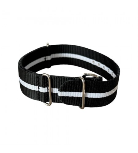 Nylon watch NATO strap black with w ...