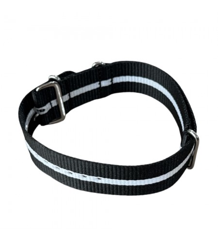 Nylon watch NATO strap black with w ...