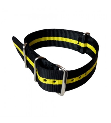 Nylon watch NATO strap black with y ...