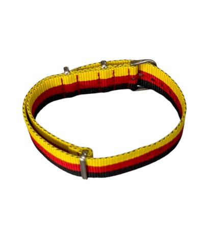 Nylon watch NATO strap in black, red and yellow, 20mm